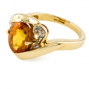 18ct gold Citrine/Diamond Ring size N